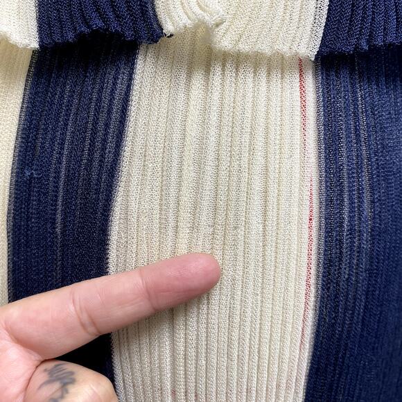 St John Womens Size S Silk Pleated Stripe Long Sleeve Semi Sheer Dress - Picture 9 of 10